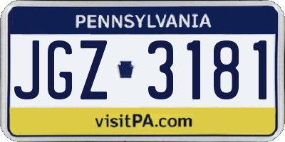PA license plate JGZ3181