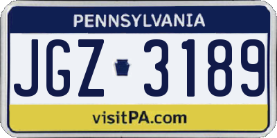 PA license plate JGZ3189