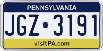 PA license plate JGZ3191