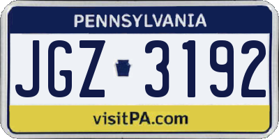 PA license plate JGZ3192