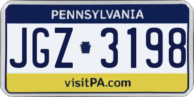 PA license plate JGZ3198