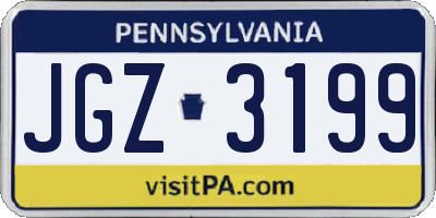 PA license plate JGZ3199