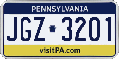 PA license plate JGZ3201