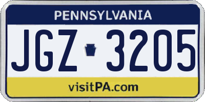 PA license plate JGZ3205
