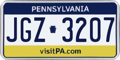 PA license plate JGZ3207
