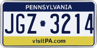 PA license plate JGZ3214