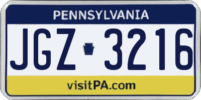 PA license plate JGZ3216