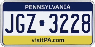 PA license plate JGZ3228