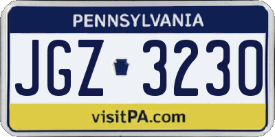 PA license plate JGZ3230