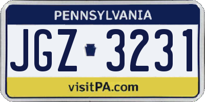 PA license plate JGZ3231