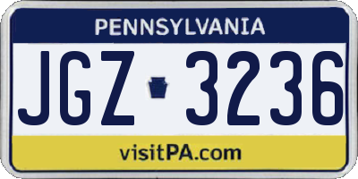 PA license plate JGZ3236