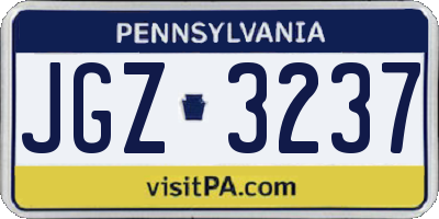 PA license plate JGZ3237