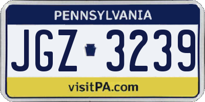 PA license plate JGZ3239