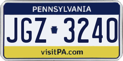 PA license plate JGZ3240