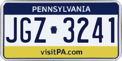 PA license plate JGZ3241