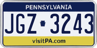 PA license plate JGZ3243
