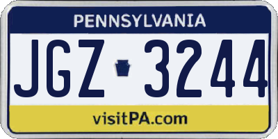 PA license plate JGZ3244
