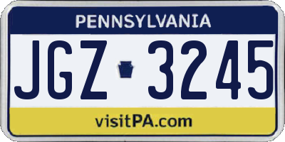 PA license plate JGZ3245