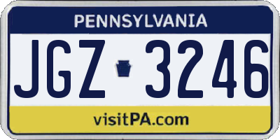 PA license plate JGZ3246