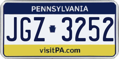 PA license plate JGZ3252