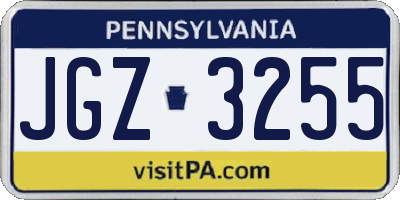PA license plate JGZ3255