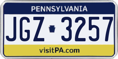 PA license plate JGZ3257