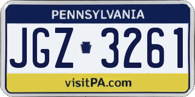 PA license plate JGZ3261