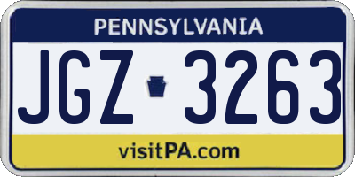 PA license plate JGZ3263