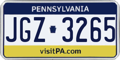 PA license plate JGZ3265
