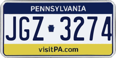 PA license plate JGZ3274
