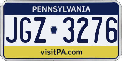 PA license plate JGZ3276
