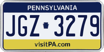 PA license plate JGZ3279