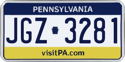 PA license plate JGZ3281