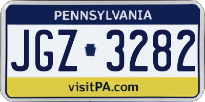 PA license plate JGZ3282