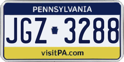 PA license plate JGZ3288