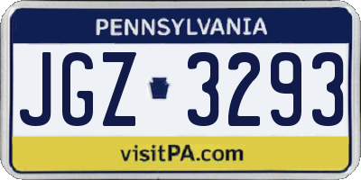 PA license plate JGZ3293