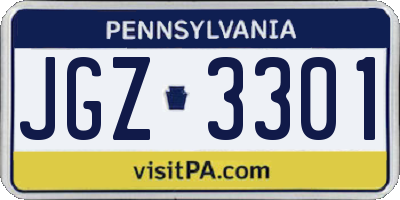 PA license plate JGZ3301