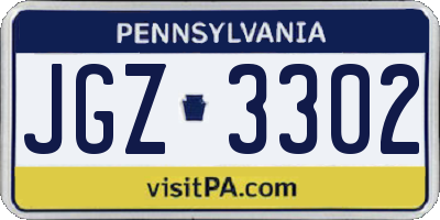 PA license plate JGZ3302
