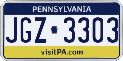 PA license plate JGZ3303