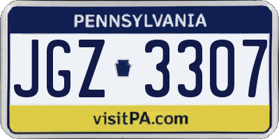 PA license plate JGZ3307