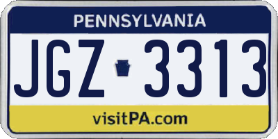 PA license plate JGZ3313