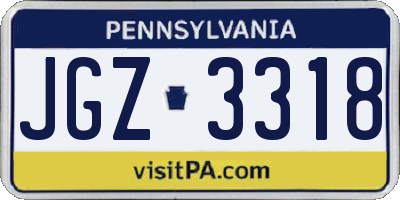 PA license plate JGZ3318
