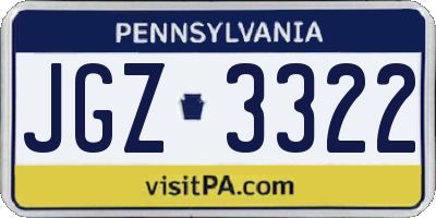 PA license plate JGZ3322