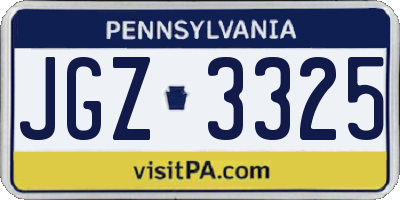 PA license plate JGZ3325