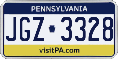 PA license plate JGZ3328