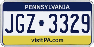PA license plate JGZ3329