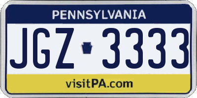 PA license plate JGZ3333