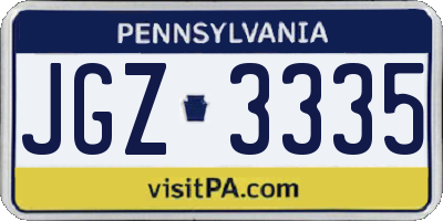 PA license plate JGZ3335