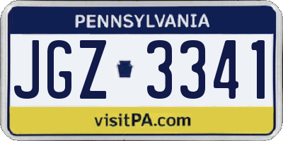 PA license plate JGZ3341