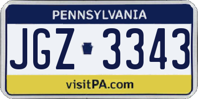 PA license plate JGZ3343